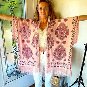 Stunning fringe kimono style shawl